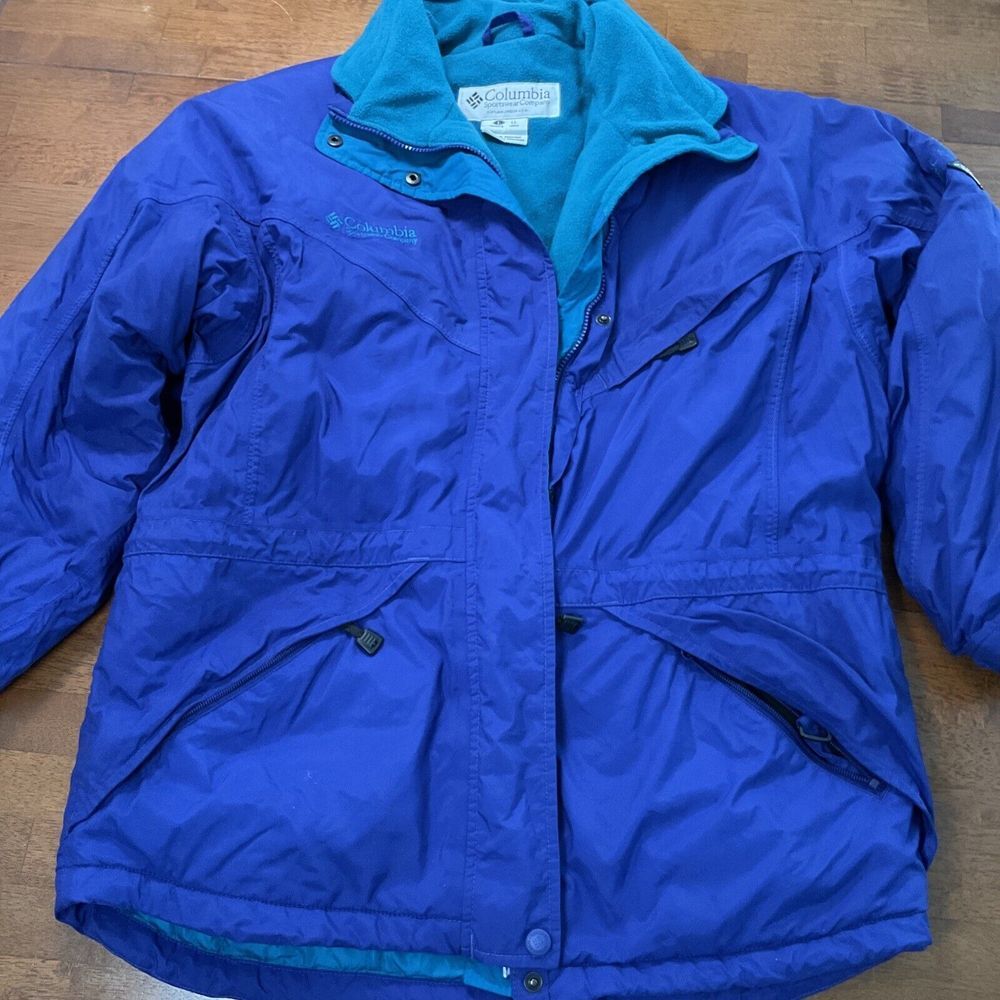 Columbia Vintage Purple Teal Omni tech Nylon Jacket Full zip Mens Large Coat